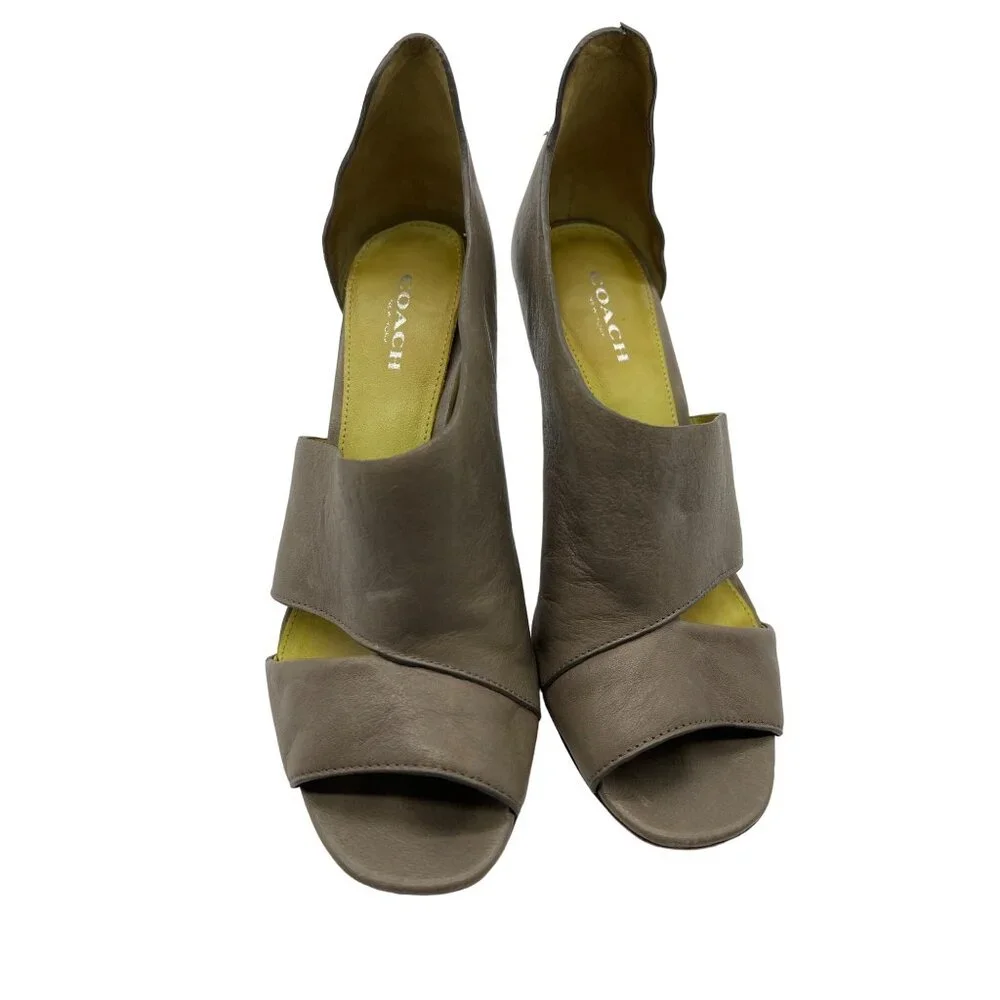 COACH Manhattan Genuine Leather Grey Stiletto Sandal Size 6.5